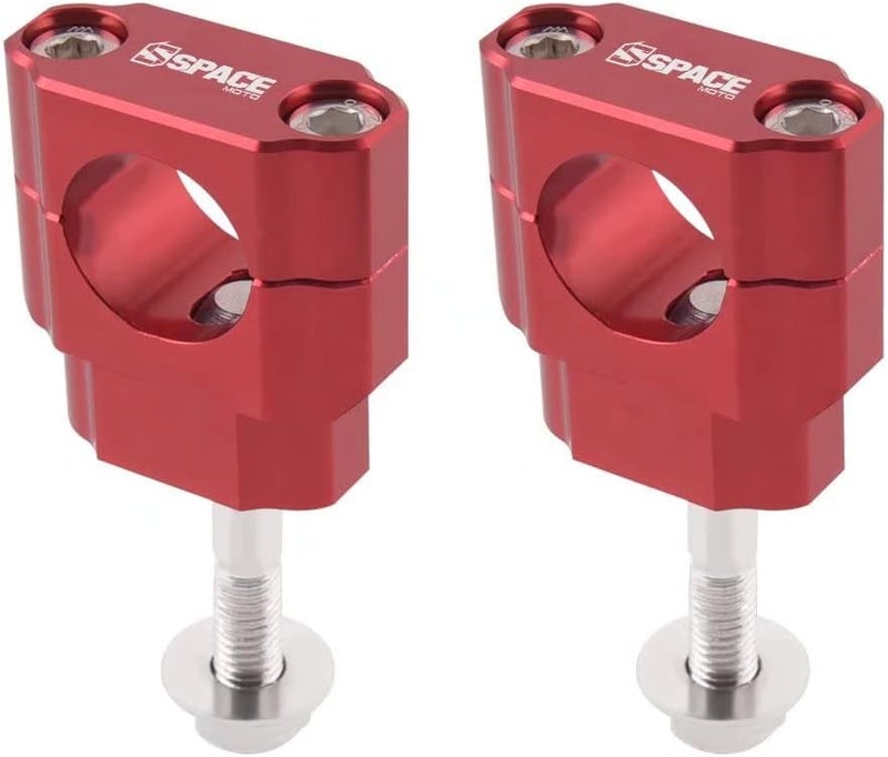 fewfuss Universal Dirt Bike Handlebar Mounts- Motorcycle Handlebar Riser Mounting Kit 1-1/8" Red - Image 1
